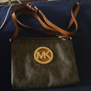Michael Kors Brown and Gold Crossbody Bag